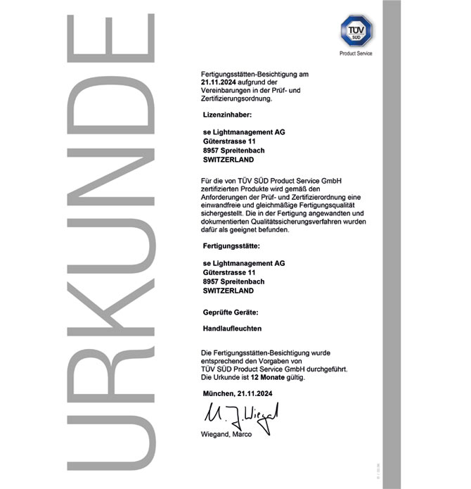 TÜV Handlaufleuchten